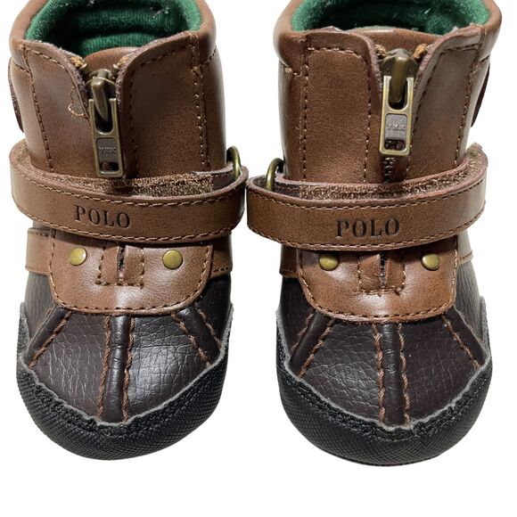 Polo Ralph Lauren Layette Baby Conquered Boot Crib 3 Leather Synthetic Upper - Picture 2 of 8